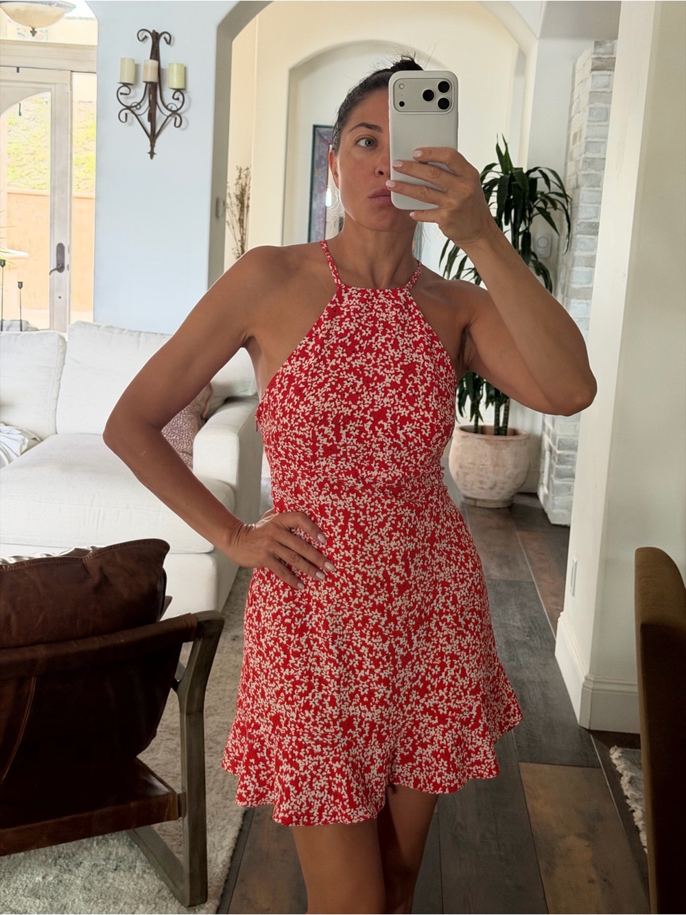 Zara Red Floral Halter Mini Dress - Picture 2 of 6